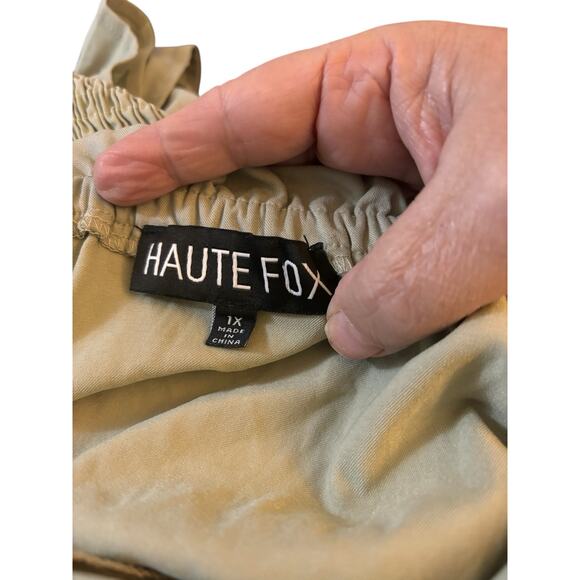 Haute Fox Sage Green Off Shoulder Smocked Dress With Ruffles, Plus Size 1X - Picture 5 of 5